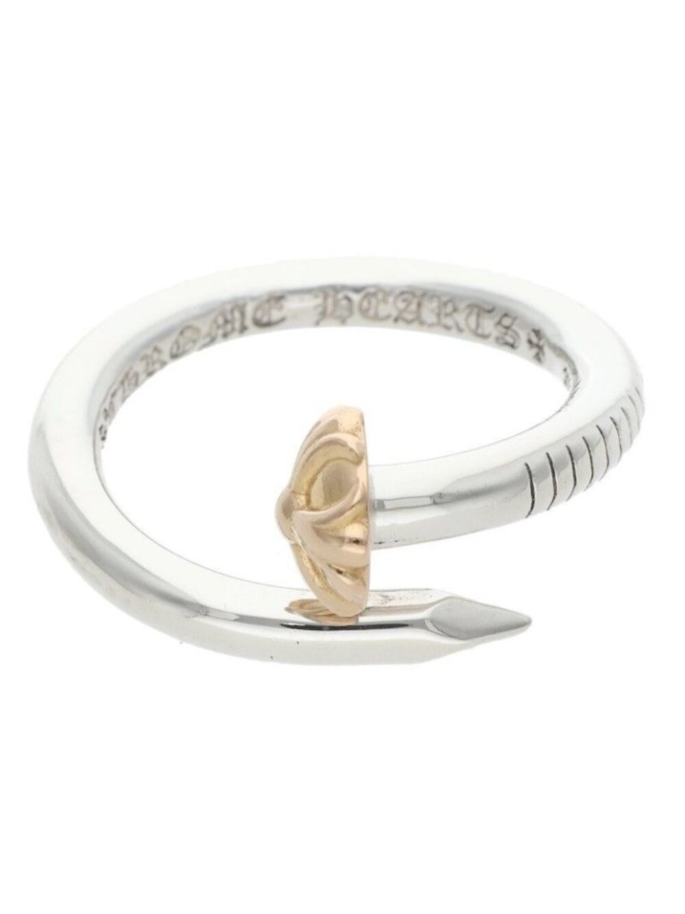 Chrome Hearts Nail Crsball Gld Cross Ball Silver Gold Ring